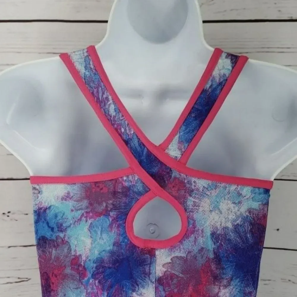 Future Star Girls Tie‎ Dye Splatter Leotard Athetlic One Piece Purple Size Large